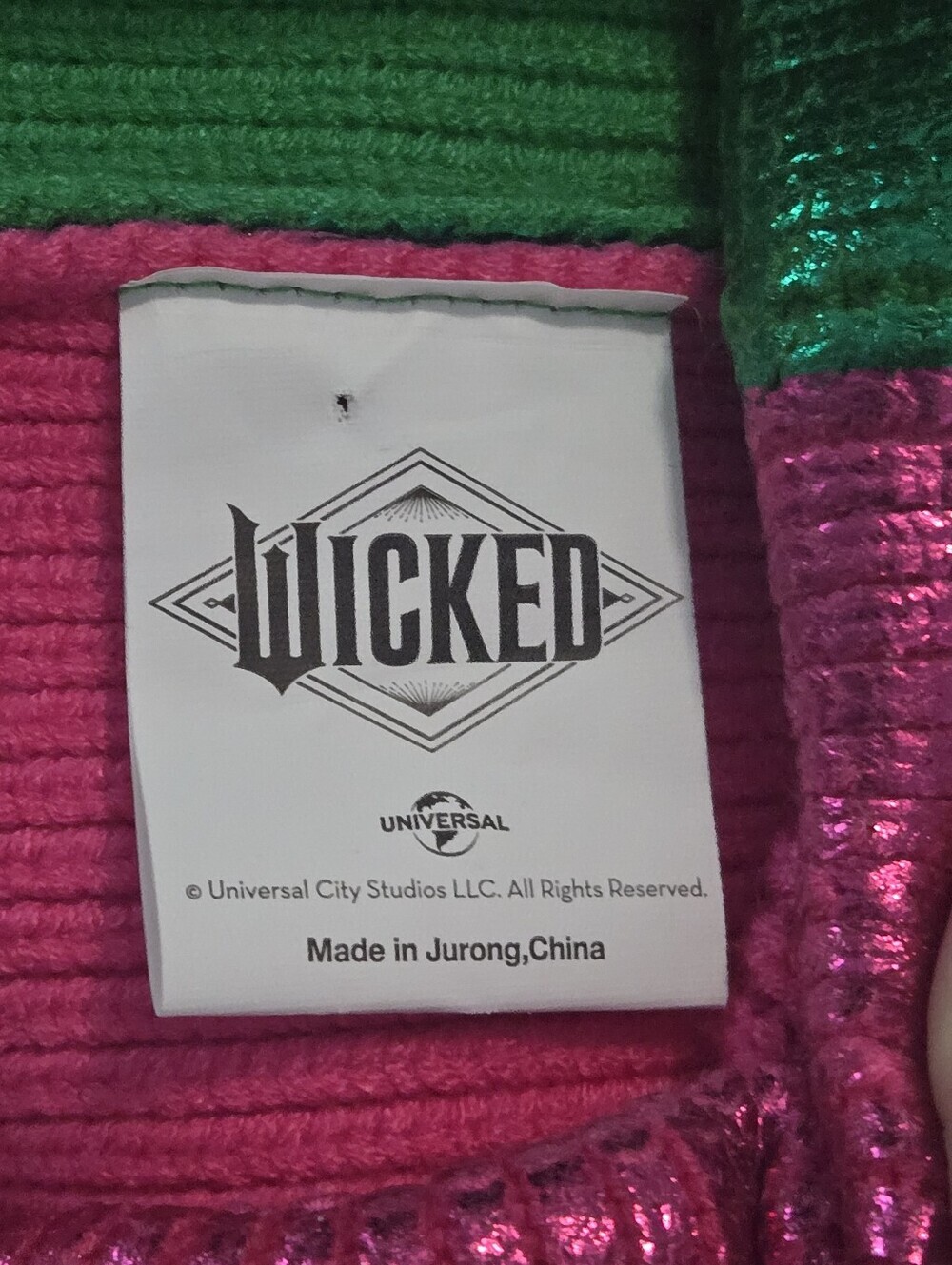 Wicked Metallic Pink & Green Two-Tone Pom Beanie Hat - Picture 3 of 4